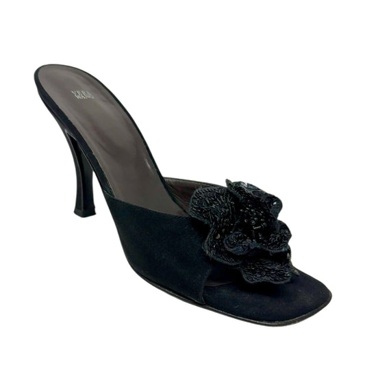 Magnolia Satin Mules Designer By Vera Wang In Black, Size: 7.5