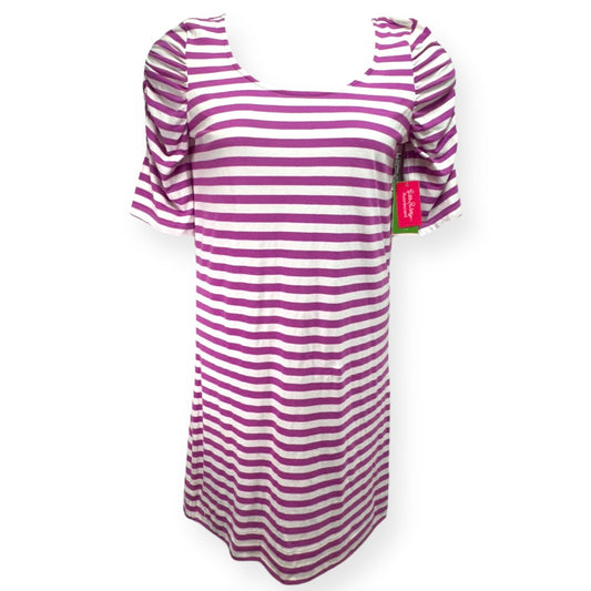 Kaley Dress in Pansy Purple Boat Party Stripe Designer Lilly Pulitzer, Size L