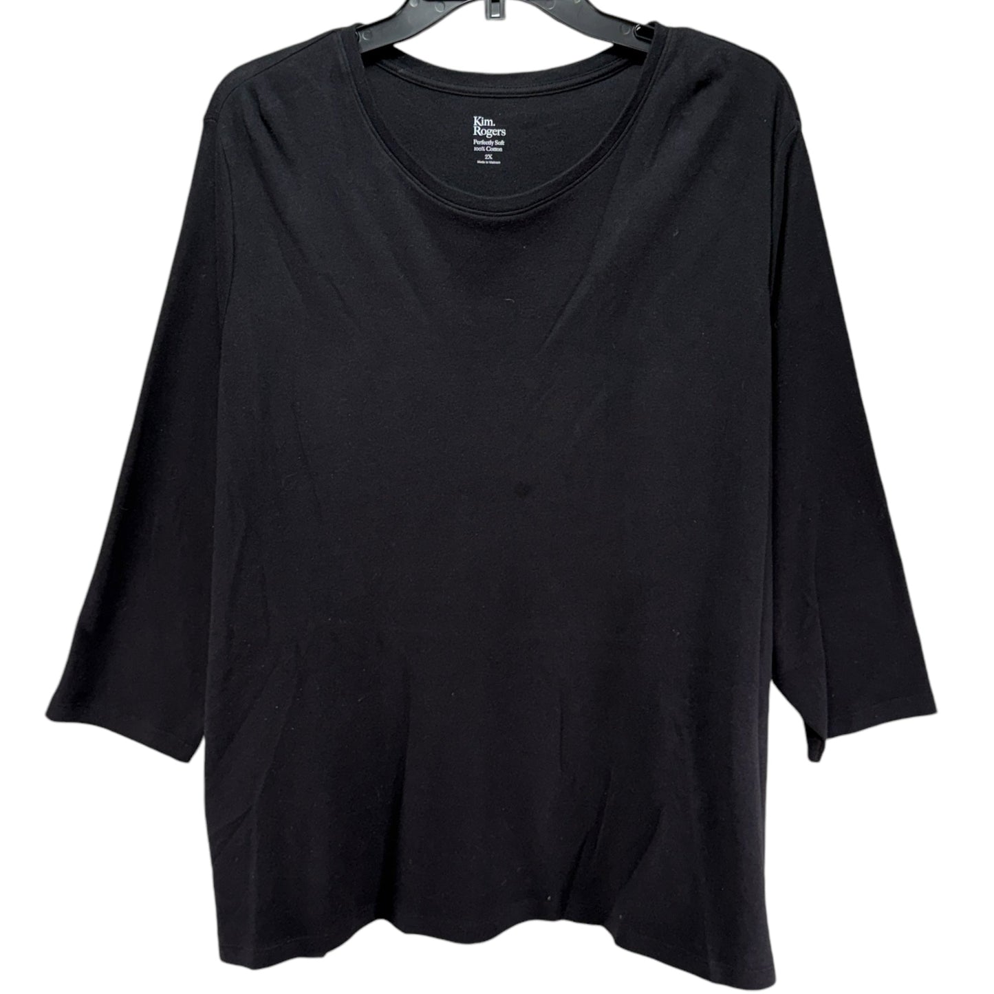 Perfectly Soft 100% Cotton Top Long Sleeve By Kim Rogers In Black, Size: 2x