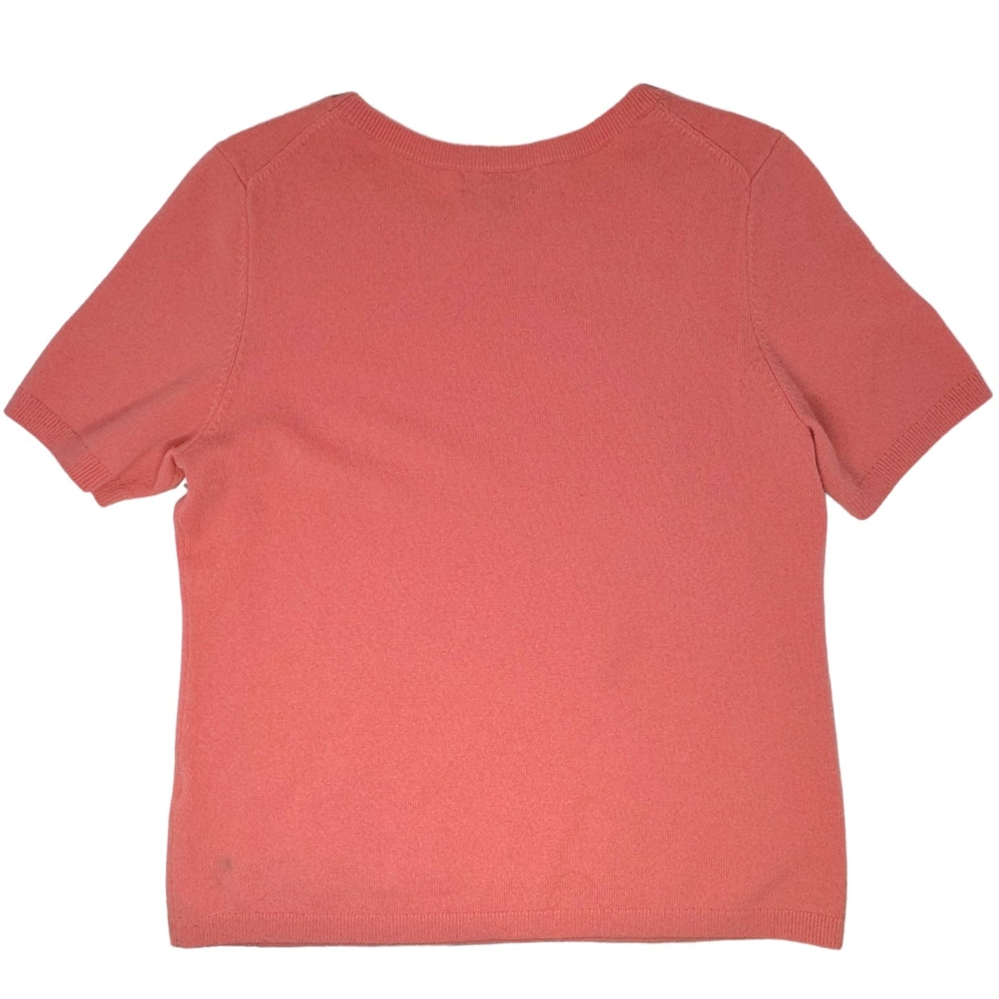 Cashmere Short Sleeve Sweater 
By Lands End In Peach, Size: M