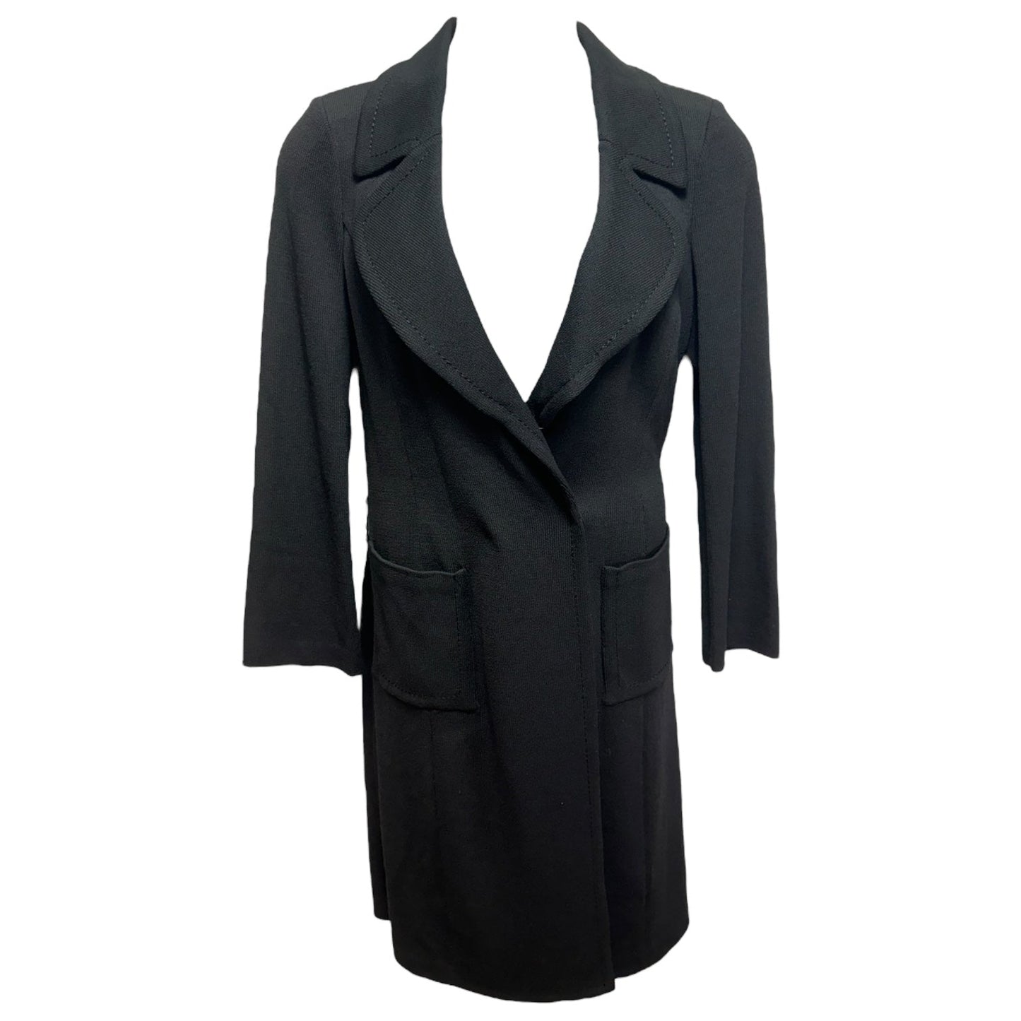 Knit Long Blazer Designer By St John Caviar In Black, Size: 10