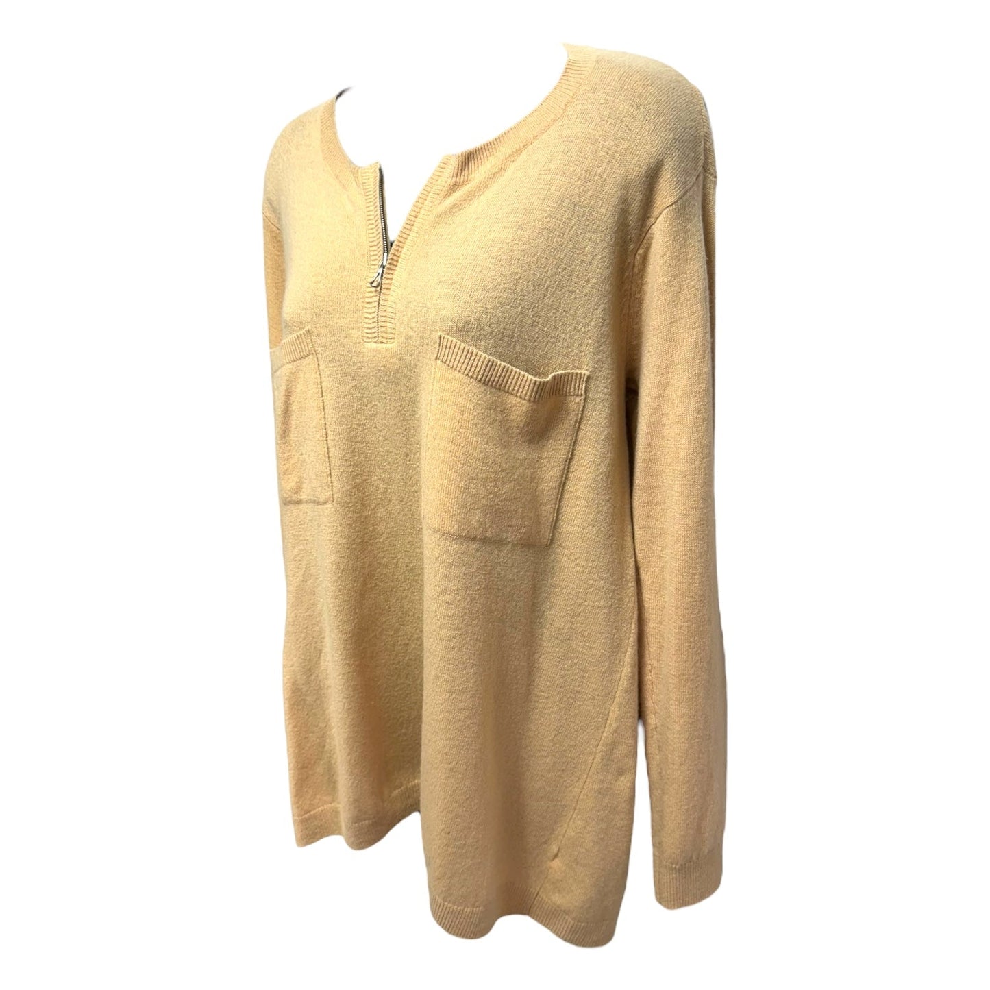 Quarter Zip Pocket Sweater Cashmere By Vince In Peach, Size: S