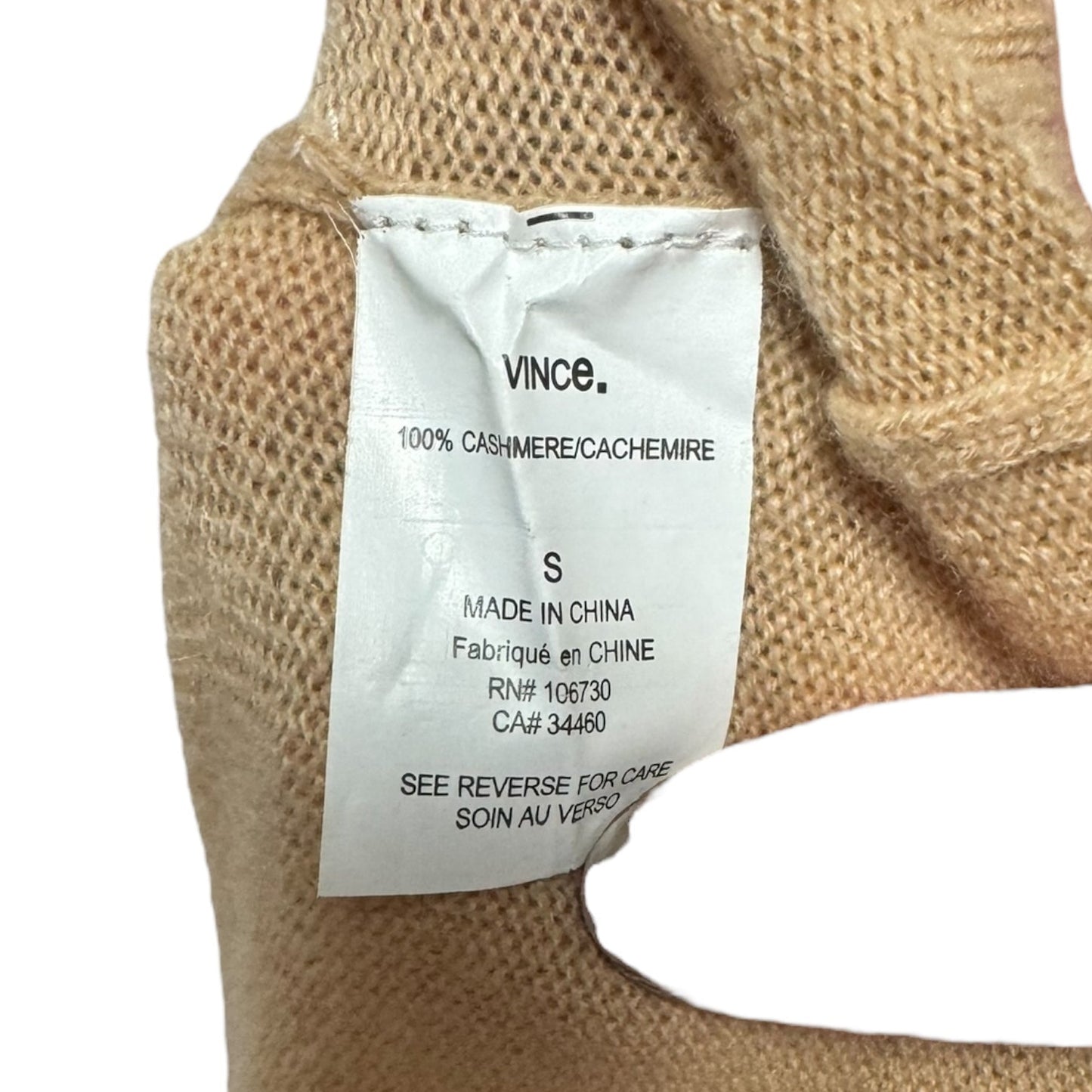 Quarter Zip Pocket Sweater Cashmere By Vince In Peach, Size: S