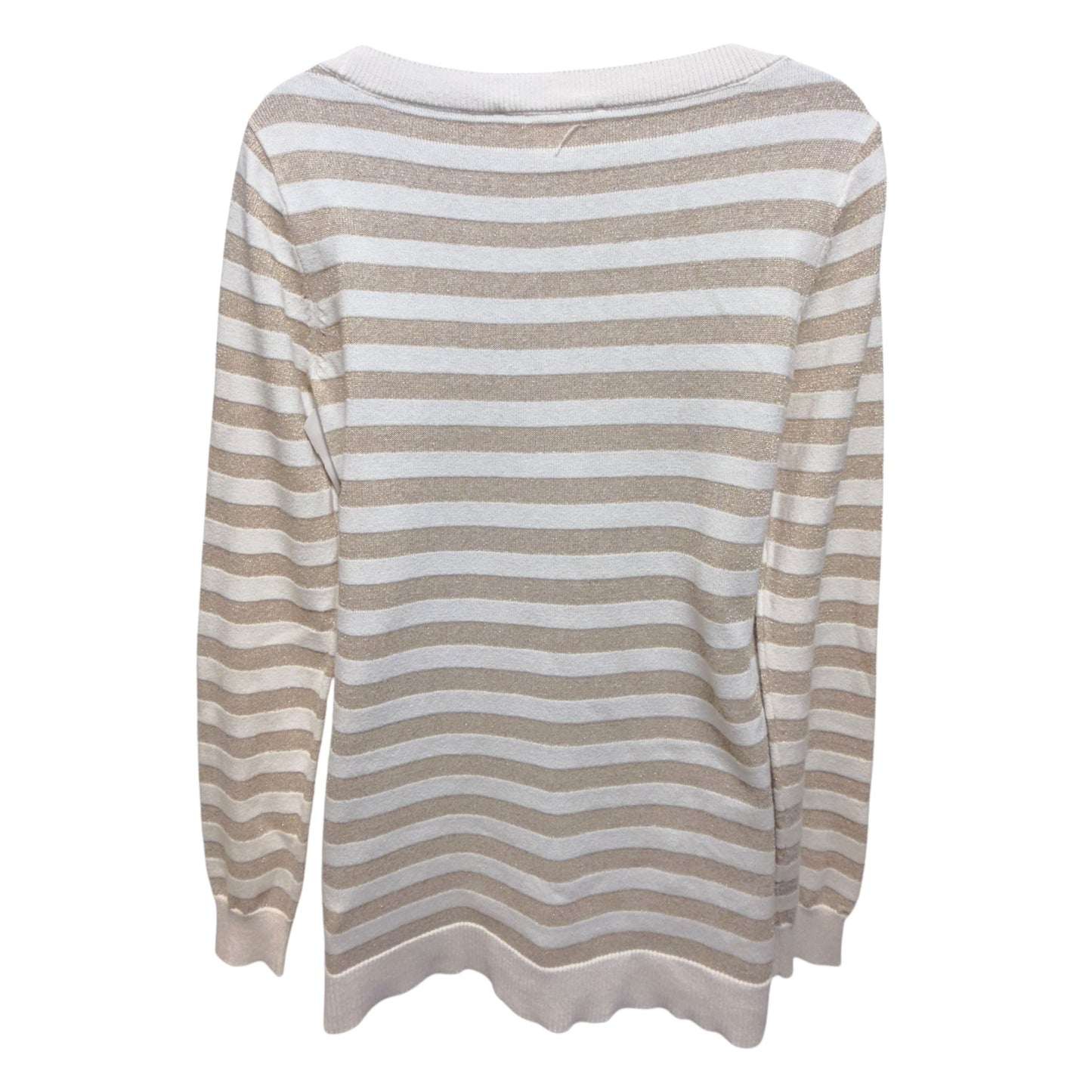 Tunic Sweater By Michael By Michael Kors In Gold Metallic Striped Pattern, Size: S