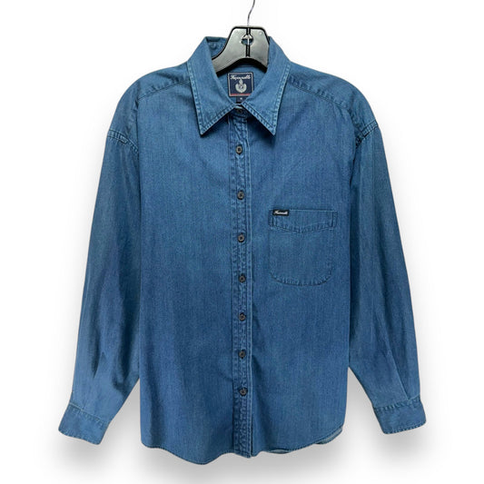 Top Long Sleeve Designer By Facconnable In Blue Denim, Size: M