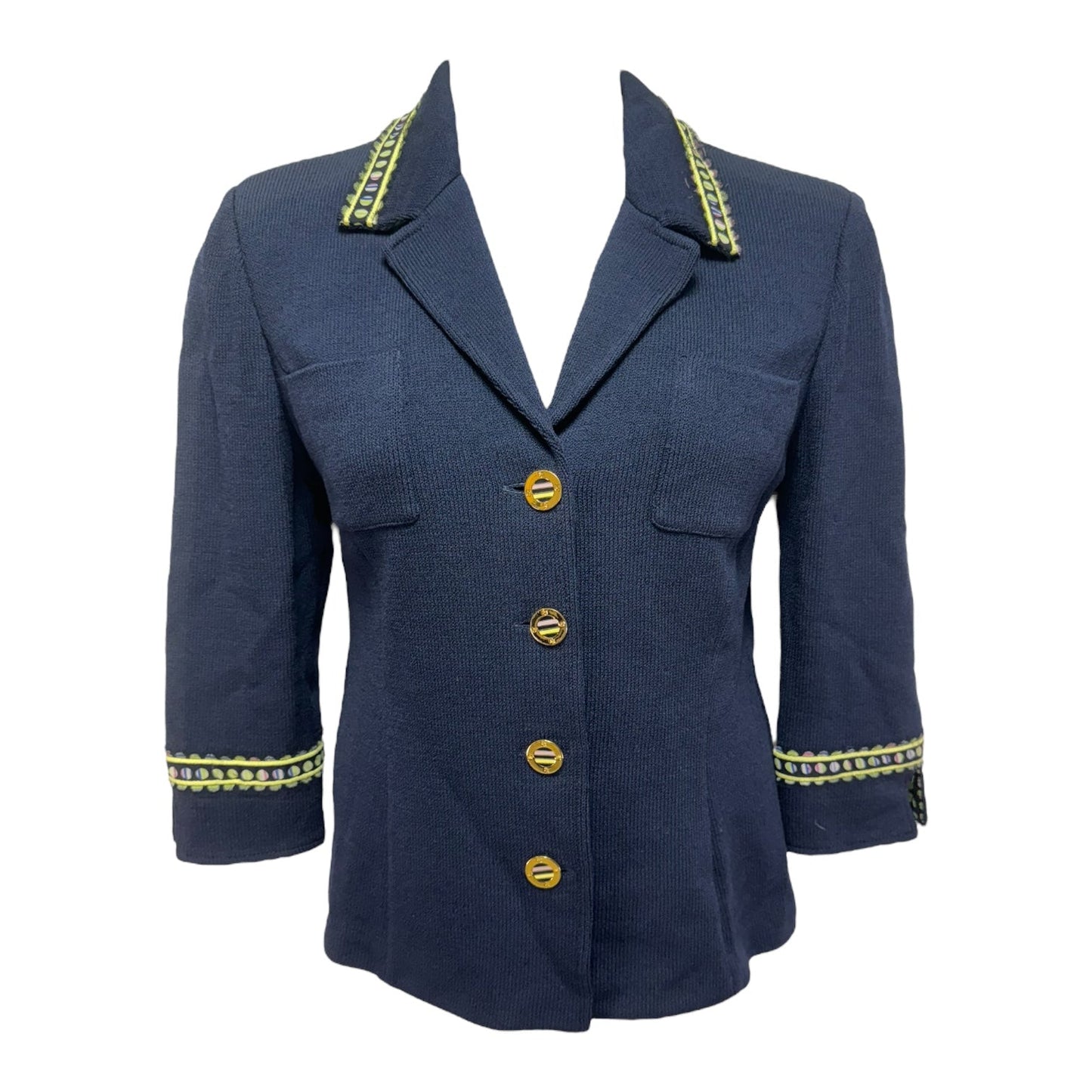 Blazer Luxury Designer By St John Collection In Navy, Size: L