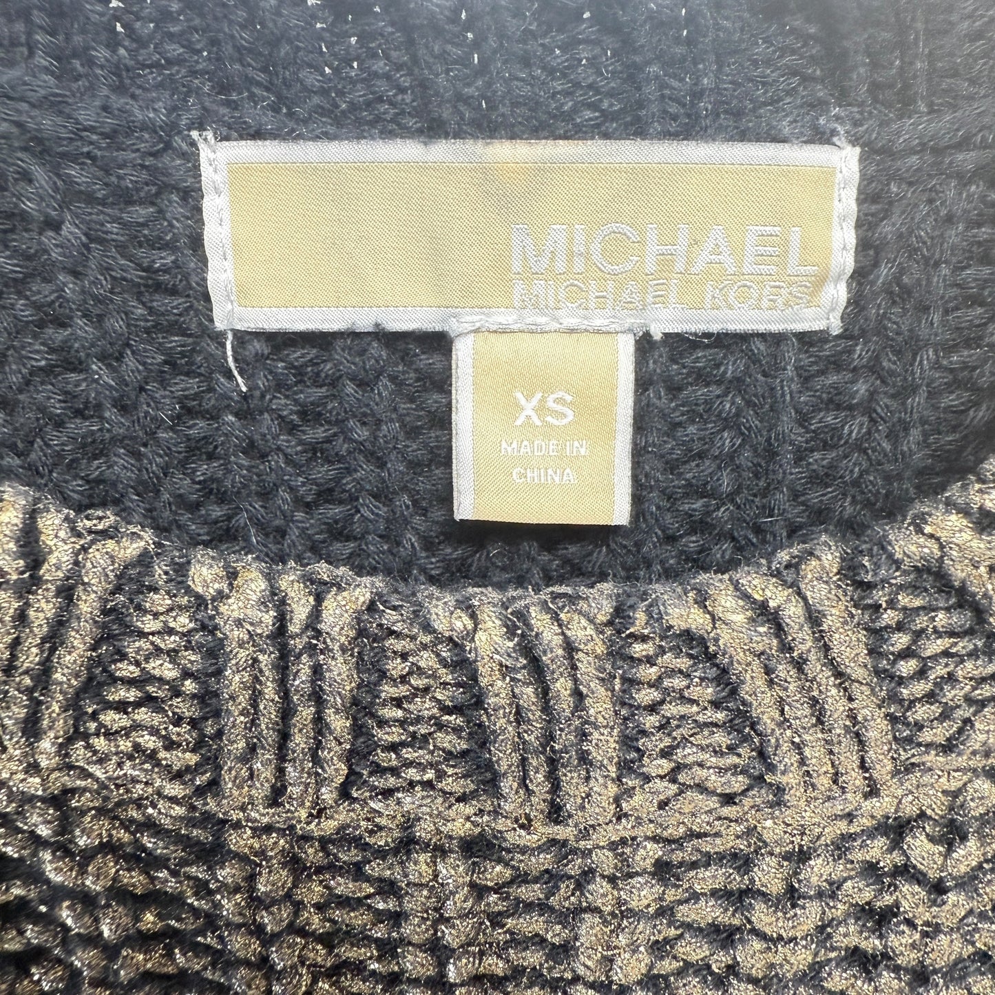 Sweater By Michael By Michael Kors In Black & Gold, Size: XS