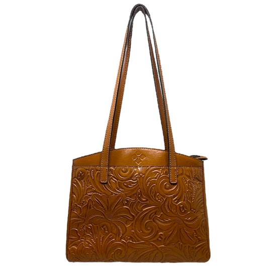 Prescott Tote Designer By Patricia Nash In Cognac Burnished Tooled Leather, Size: Medium