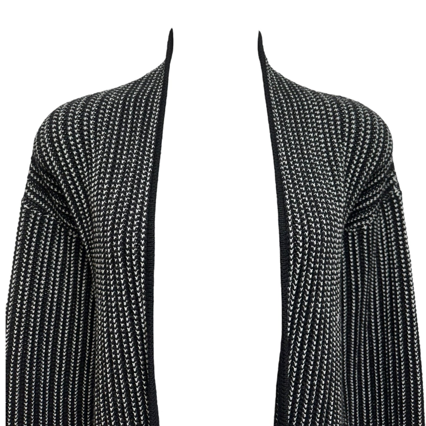 Wool Blend Sweater Cardigan Luxury Designer By St John Collection In Black & White, Size: M