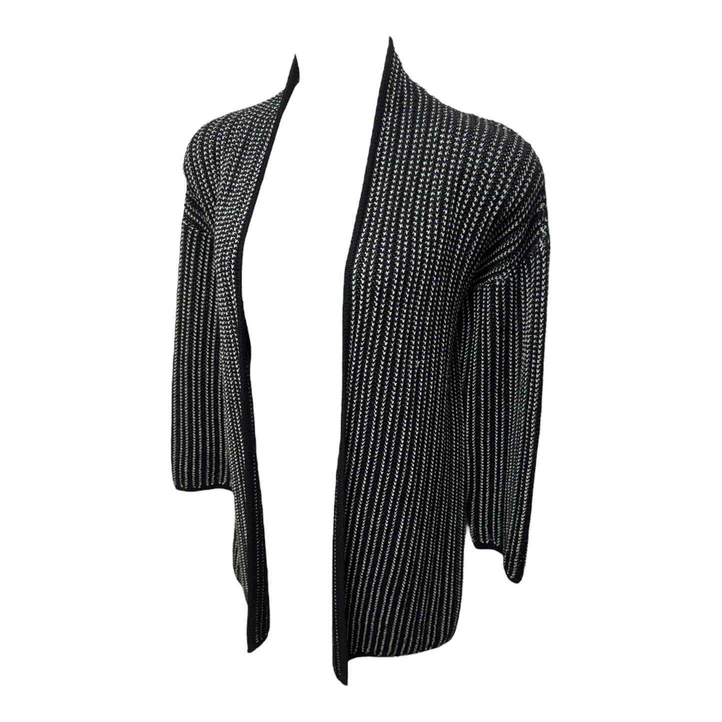 Wool Blend Sweater Cardigan Luxury Designer By St John Collection In Black & White, Size: M