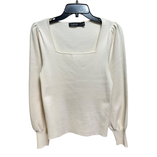 Knit Square Neck Top Long Sleeve By Lauren By Ralph Lauren In Cream, Size: L