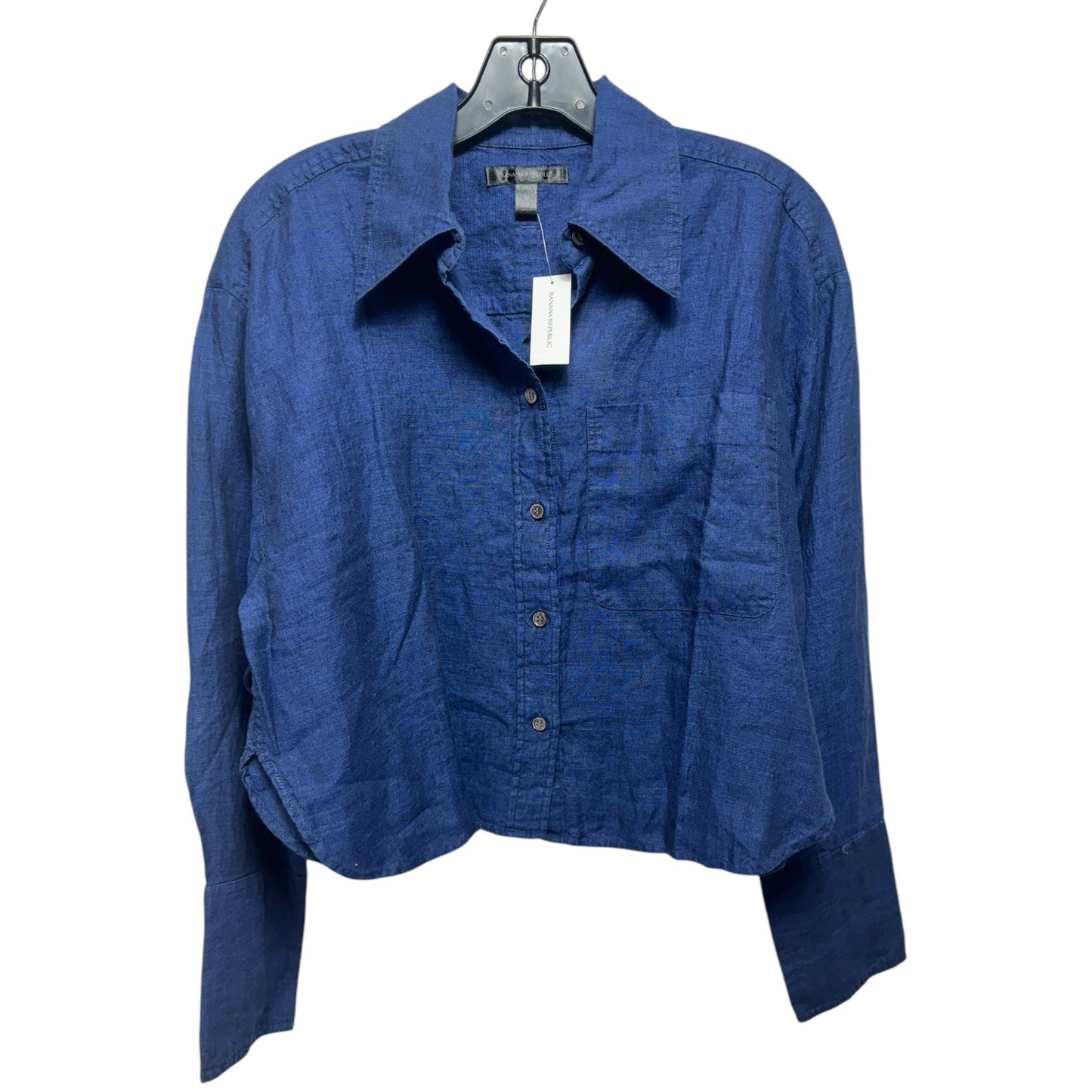 Linen Top Long Sleeve By Banana Republic In Blue, Size: S