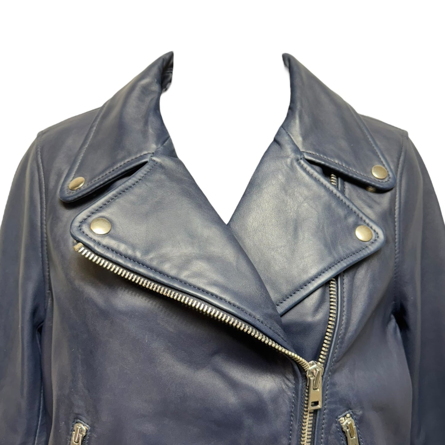 Jacket Moto Leather By J. Crew Collection In Navy, Size: 6