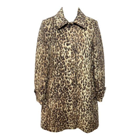 Wool Blend Double Leopard Coat By J. Crew In Animal Print, Size: 6