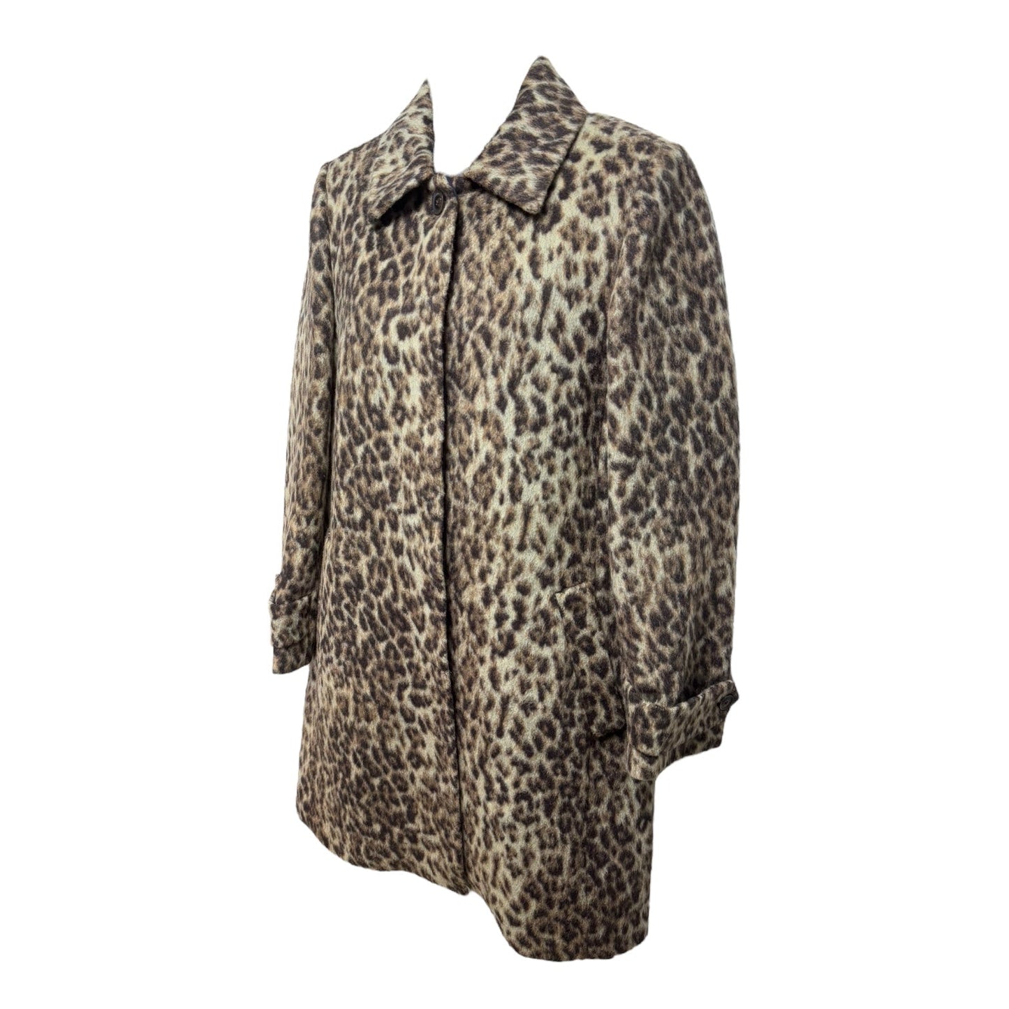 Wool Blend Double Leopard Coat By J. Crew In Animal Print, Size: 6