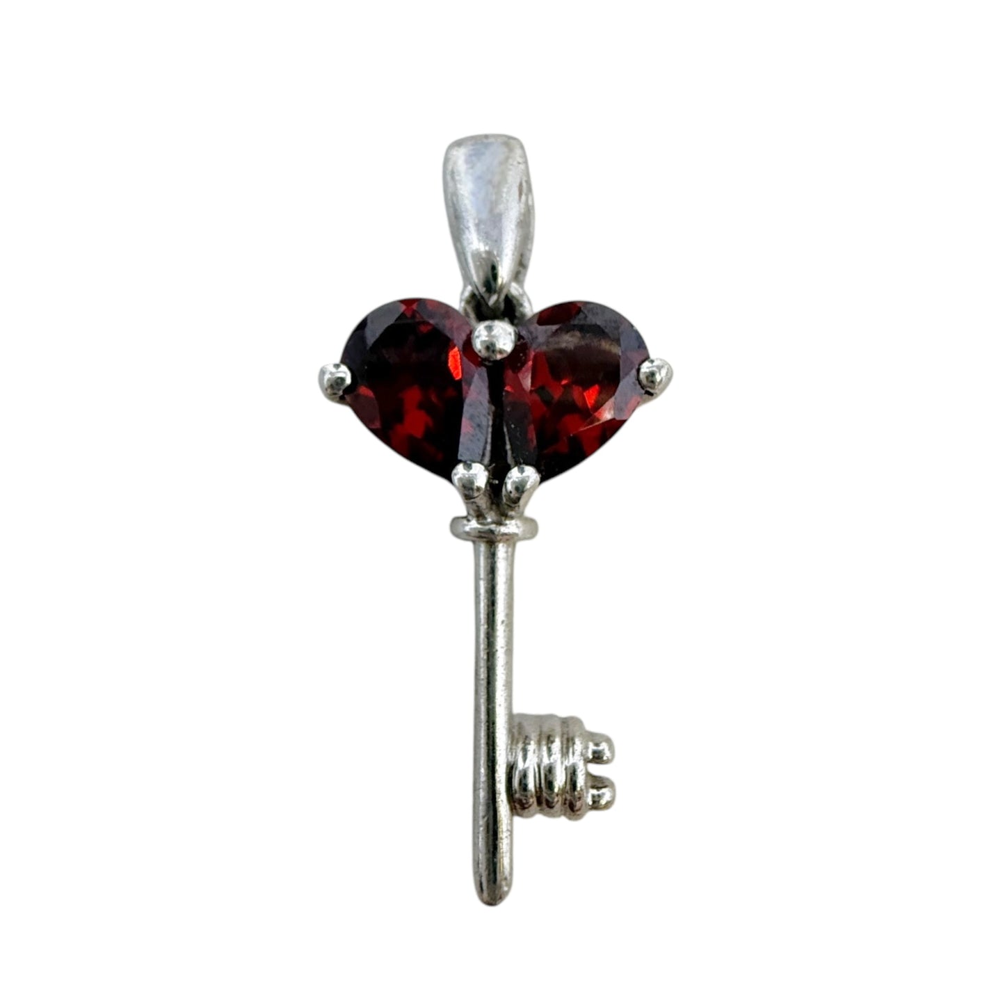 Key To My Heart Sterling & Garnet Pendant By Clothes Mentor