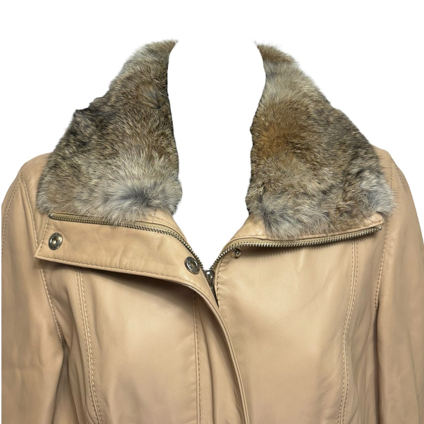 Fur Collar Jacket Leather By Siena Studio In Tan, Size: S