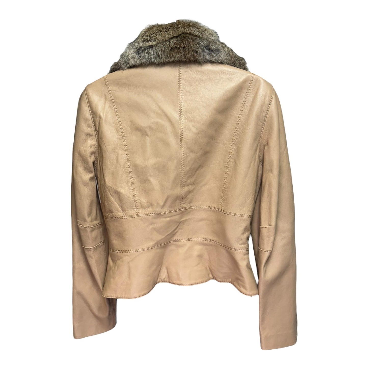 Fur Collar Jacket Leather By Siena Studio In Tan, Size: S