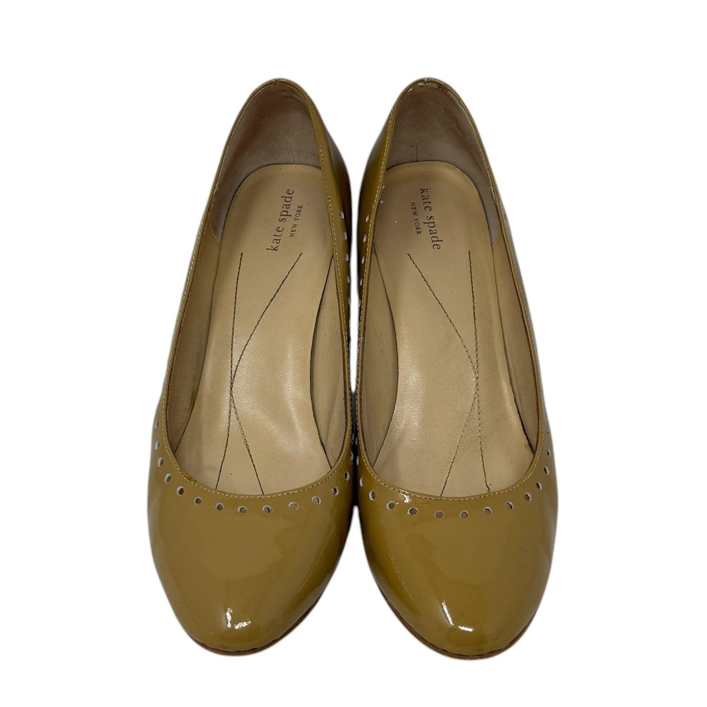 Vintage Patent Leather Pumps Designer By Kate Spade In Tan, Size: 10