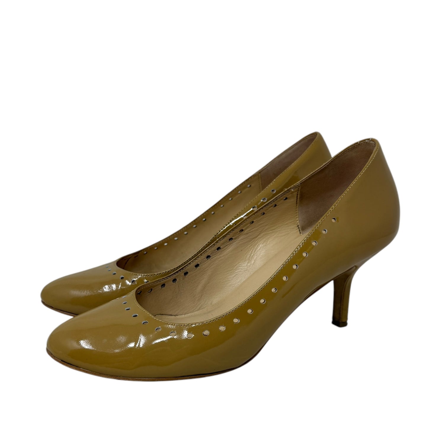 Vintage Patent Leather Pumps Designer By Kate Spade In Tan, Size: 10