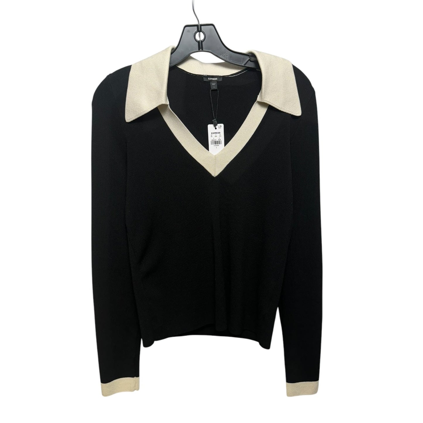 Sweater By Express In Black & Cream, Size: L