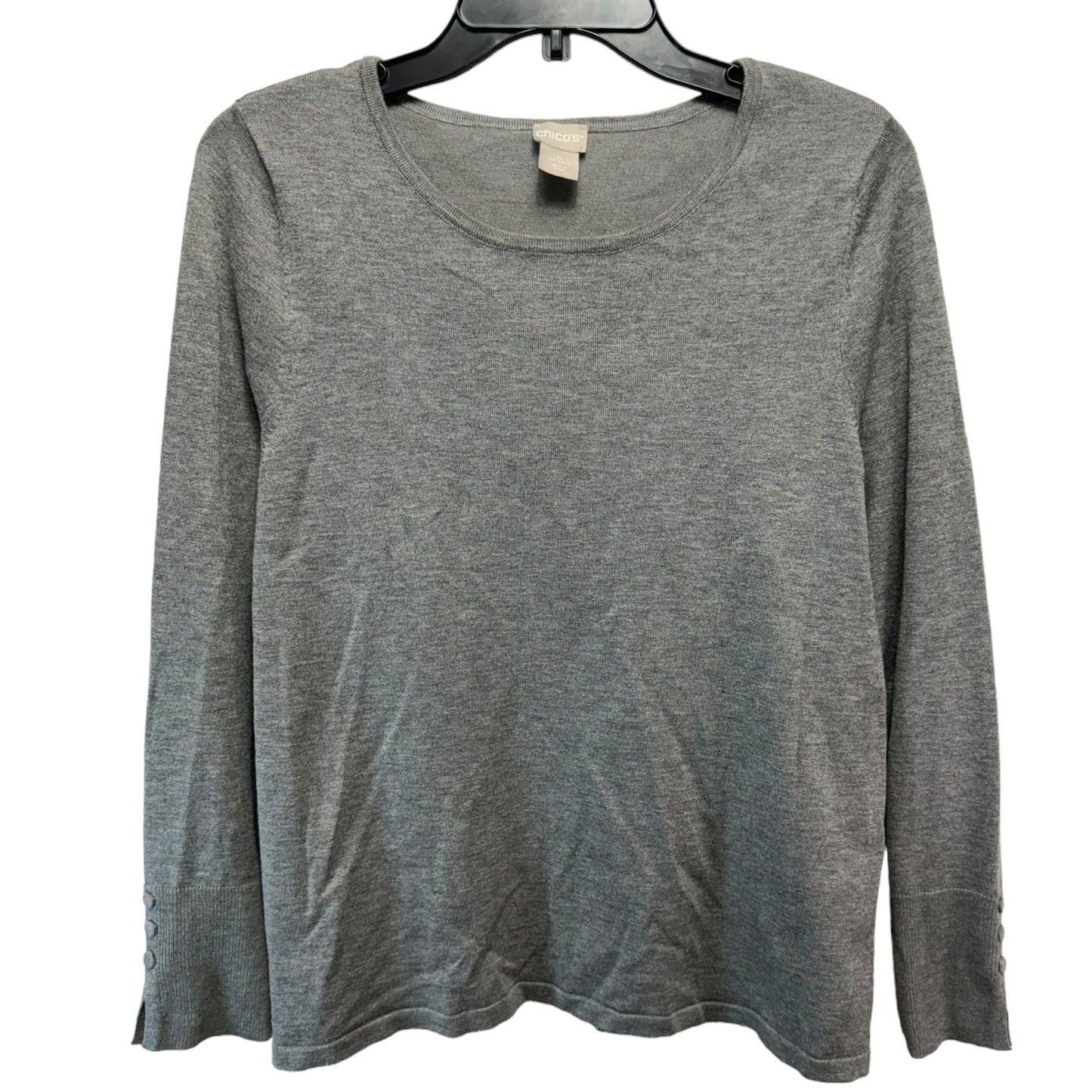 Top Long Sleeve Basic By Chicos In Grey, Size: S