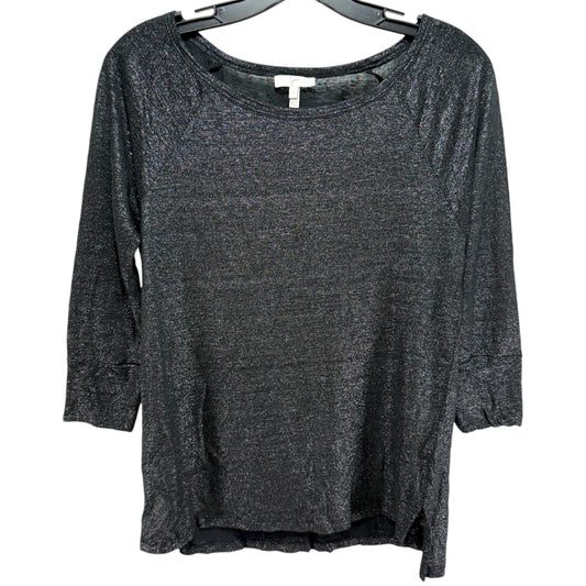 Cyndi Metallic Linen Top By Joie In Black & Silver, Size: S