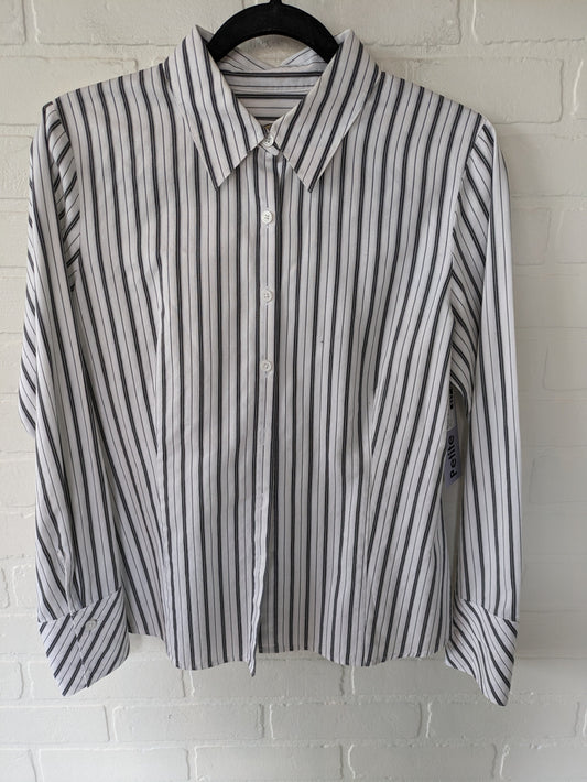 Black & White Blouse Long Sleeve Talbots, Size L