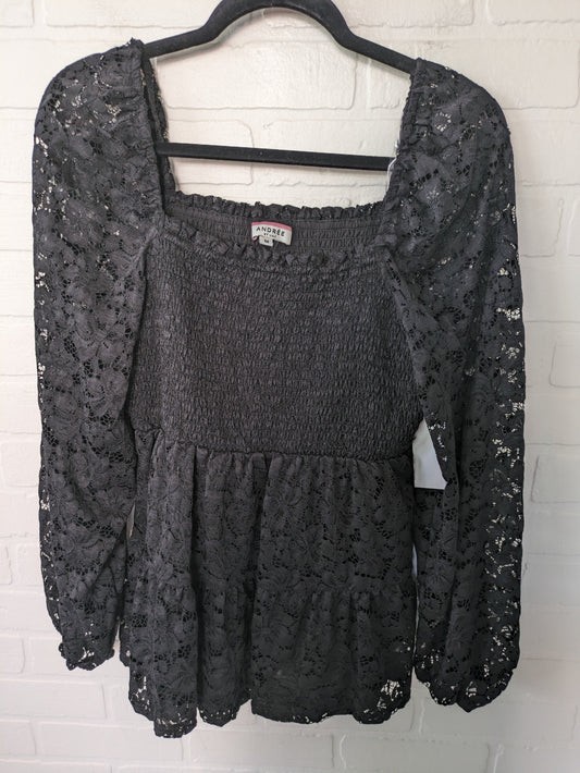 Black Blouse Long Sleeve Andree By Unit, Size M