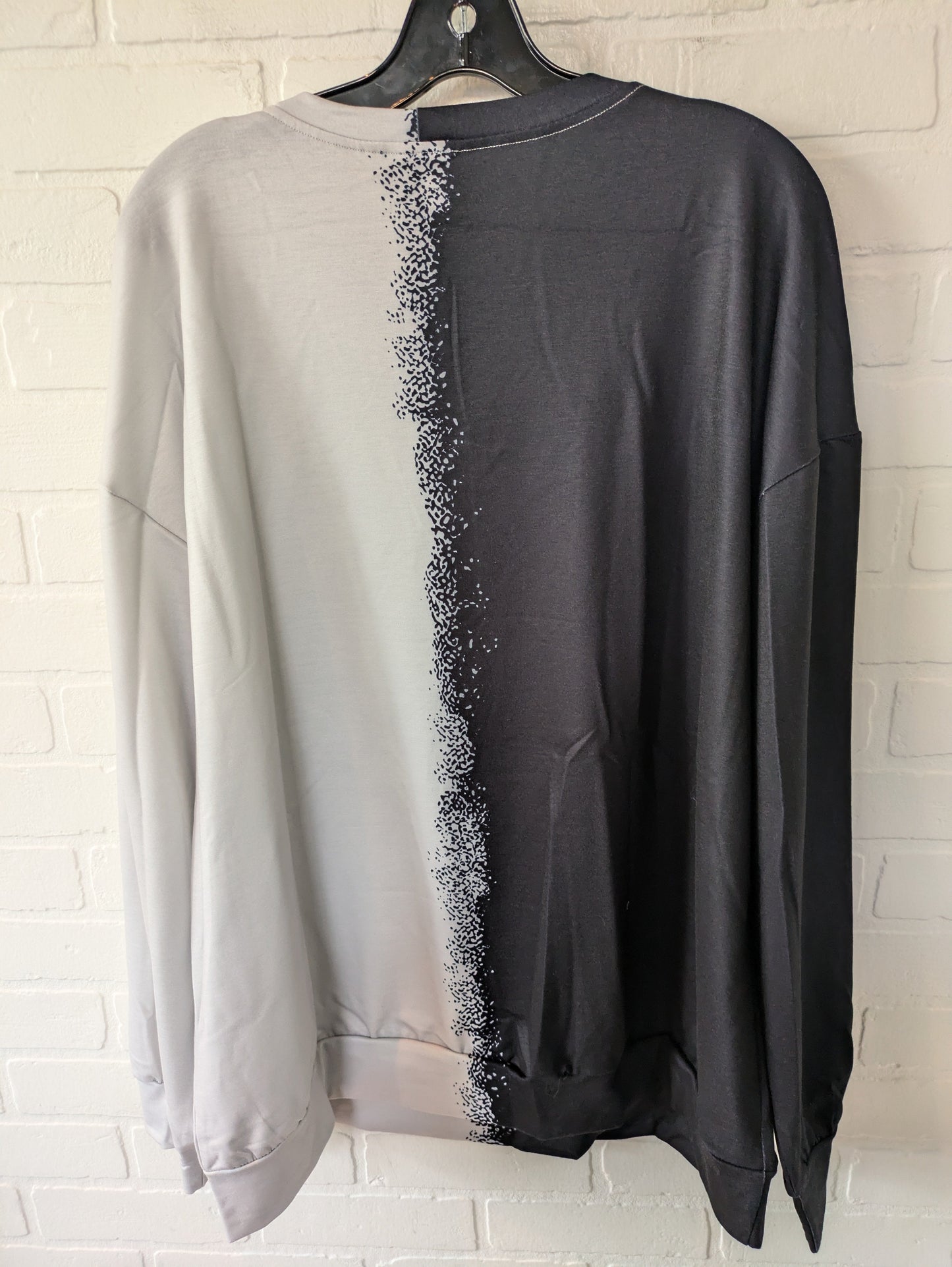 Black & Grey Top Long Sleeve Skeleton Halloween, Size 2x