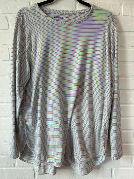 Rainbow Print Top Long Sleeve Basic Lands End, Size Xl