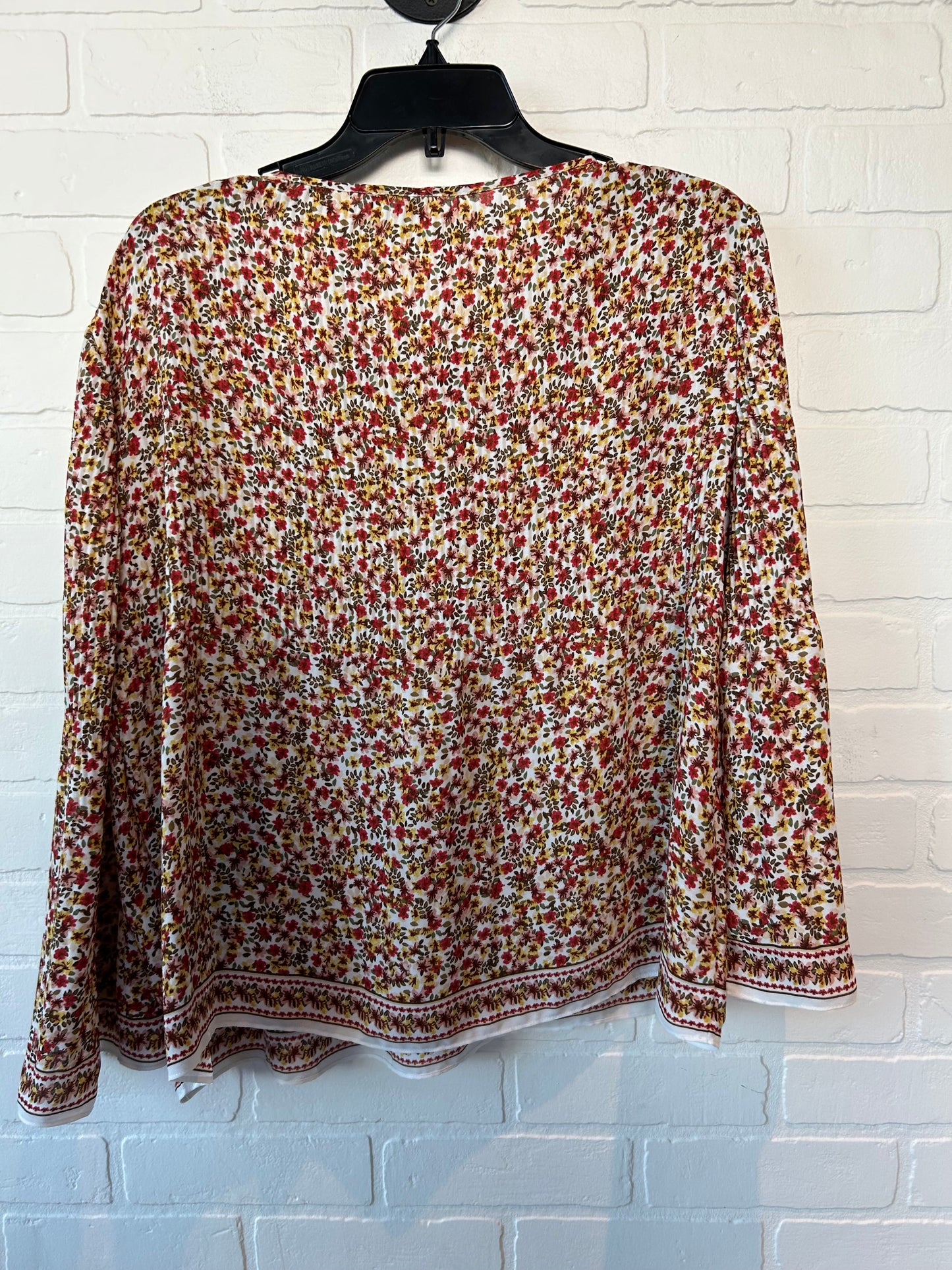 Brown & White Blouse Long Sleeve Max Studio, Size Xs