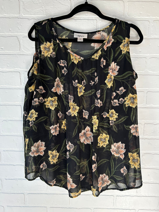 Black & Green Blouse Sleeveless Style And Company, Size M