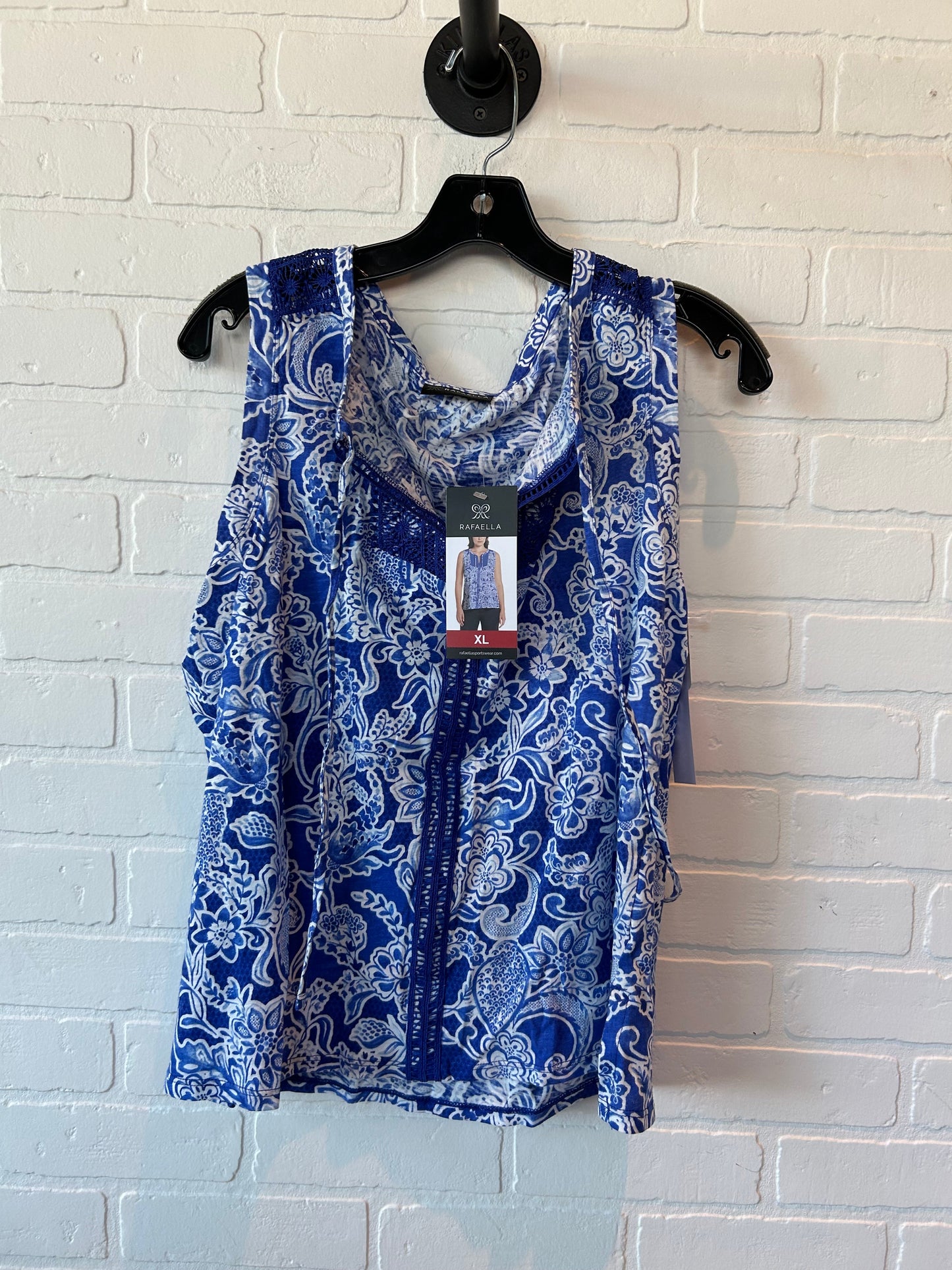 Blue & White Top Sleeveless Rafaella, Size Xl