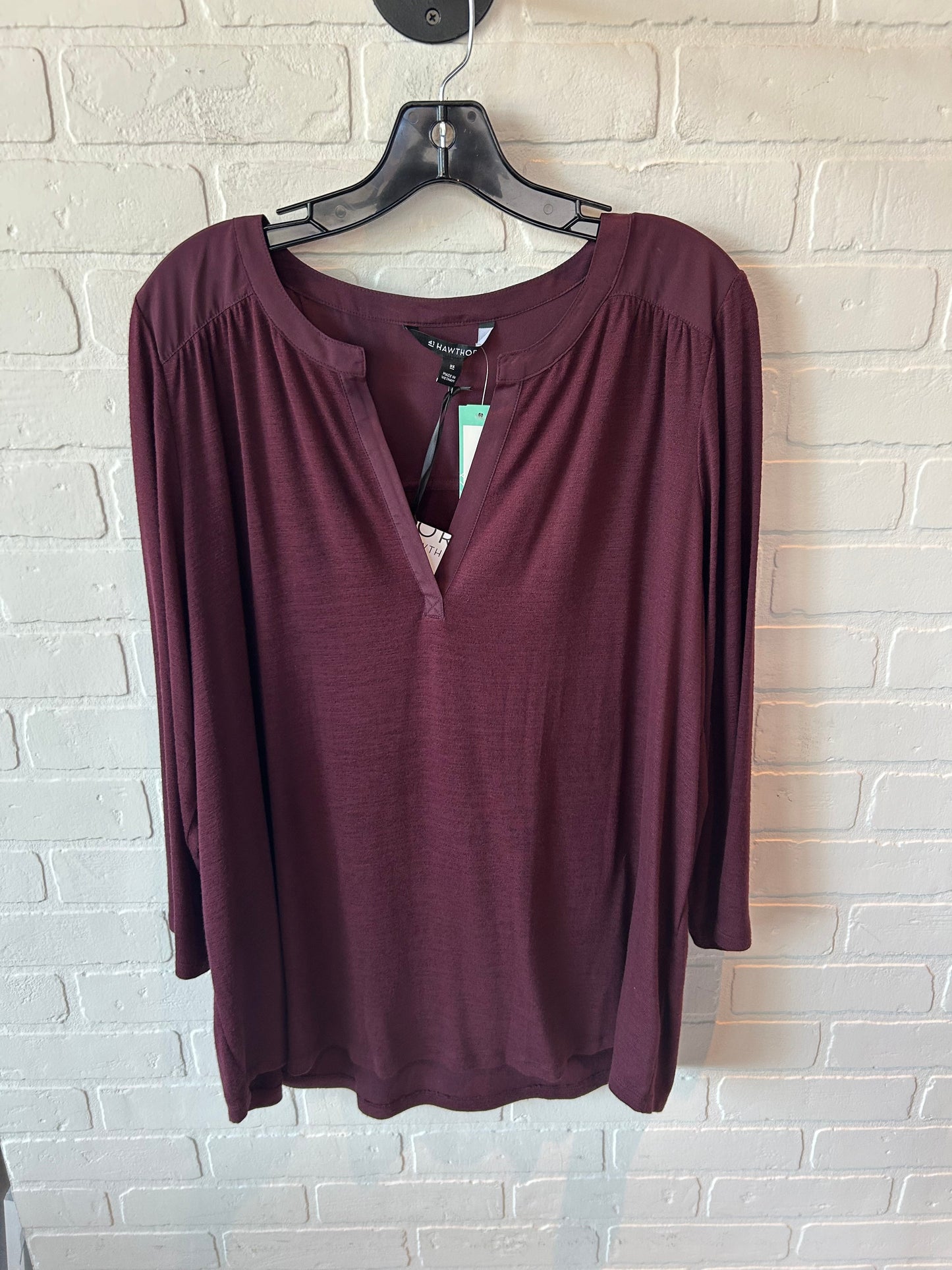 Tunic Long Sleeve By 41 Hawthorn In Red, Size: 2x