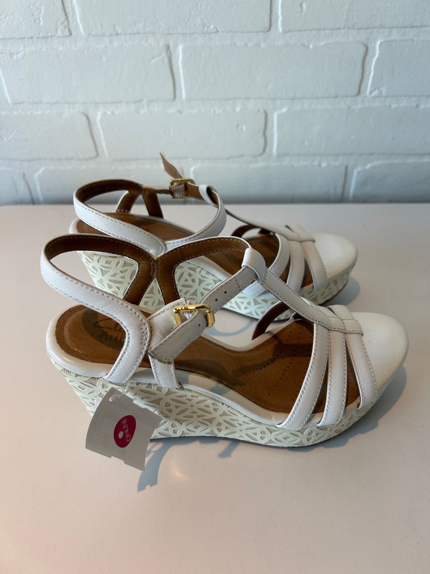 Sandals Heels Wedge By Clarks In White, Size: 7