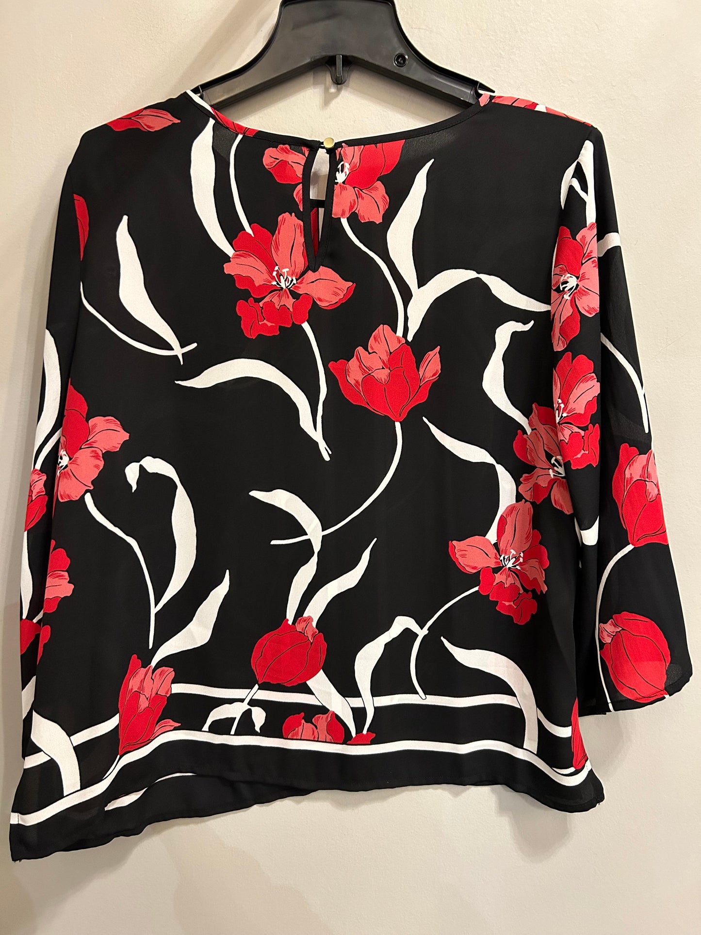 Top 3/4 Sleeve By Liz Claiborne In Black & Red, Size: Lp