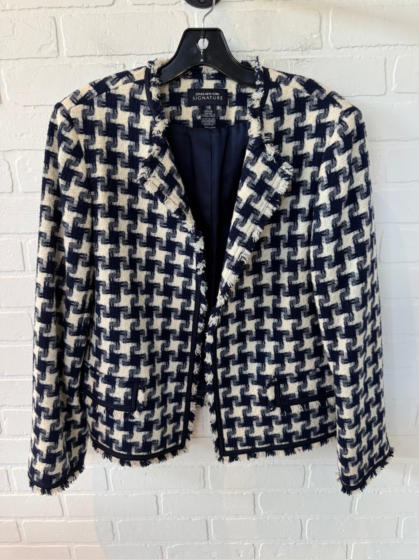 Blazer By Jones New York In Blue & Cream, Size: 1x