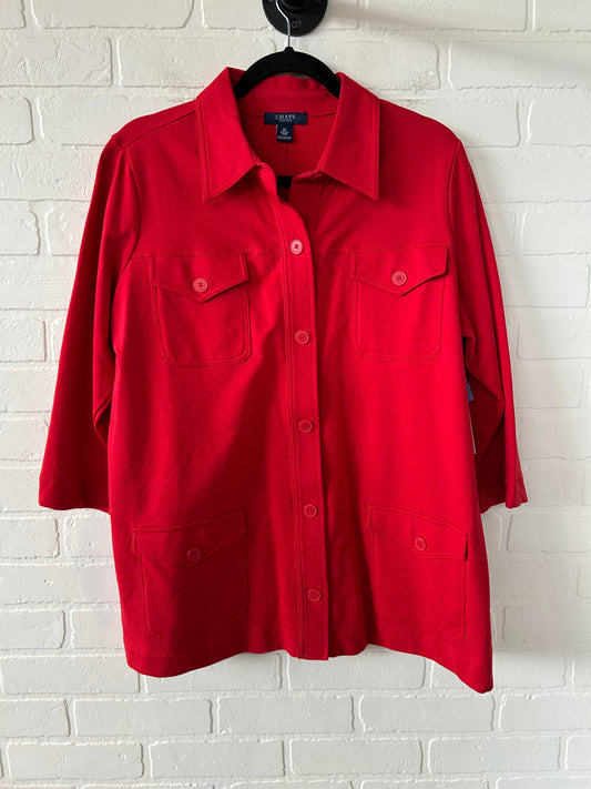 Jacket Shirt By Chaps In Red, Size: 1x