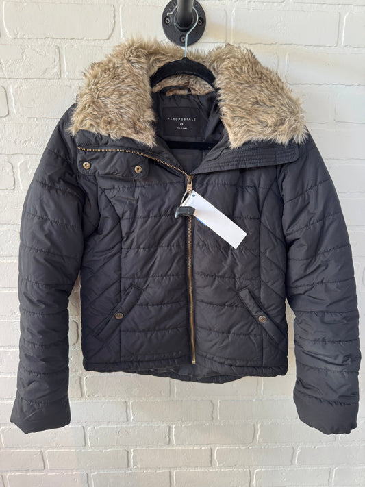 Jacket Puffer & Quilted By Aeropostale In Black & Brown, Size: Xs