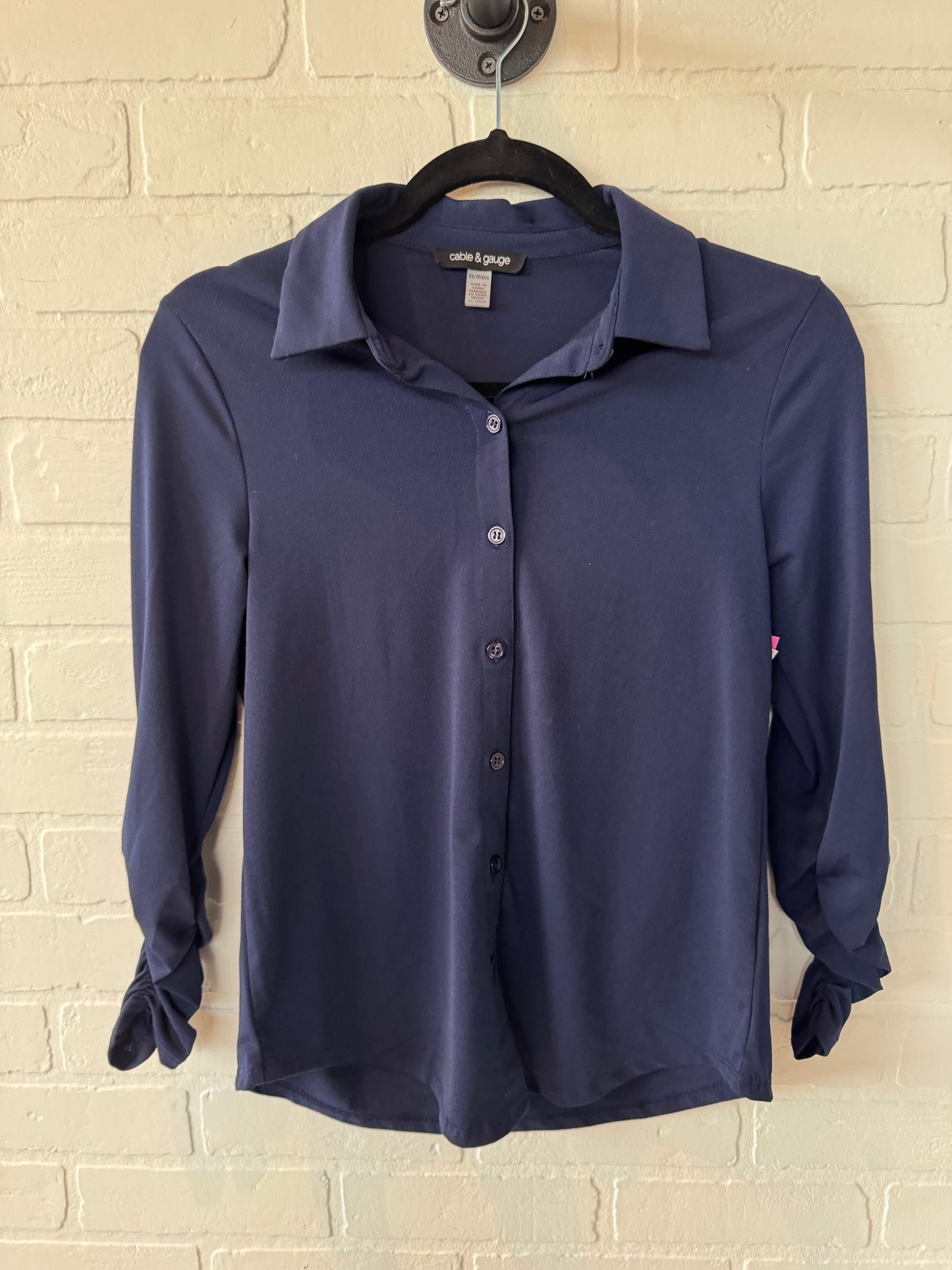 Top Long Sleeve By Cable And Gauge In Navy, Size: Xs