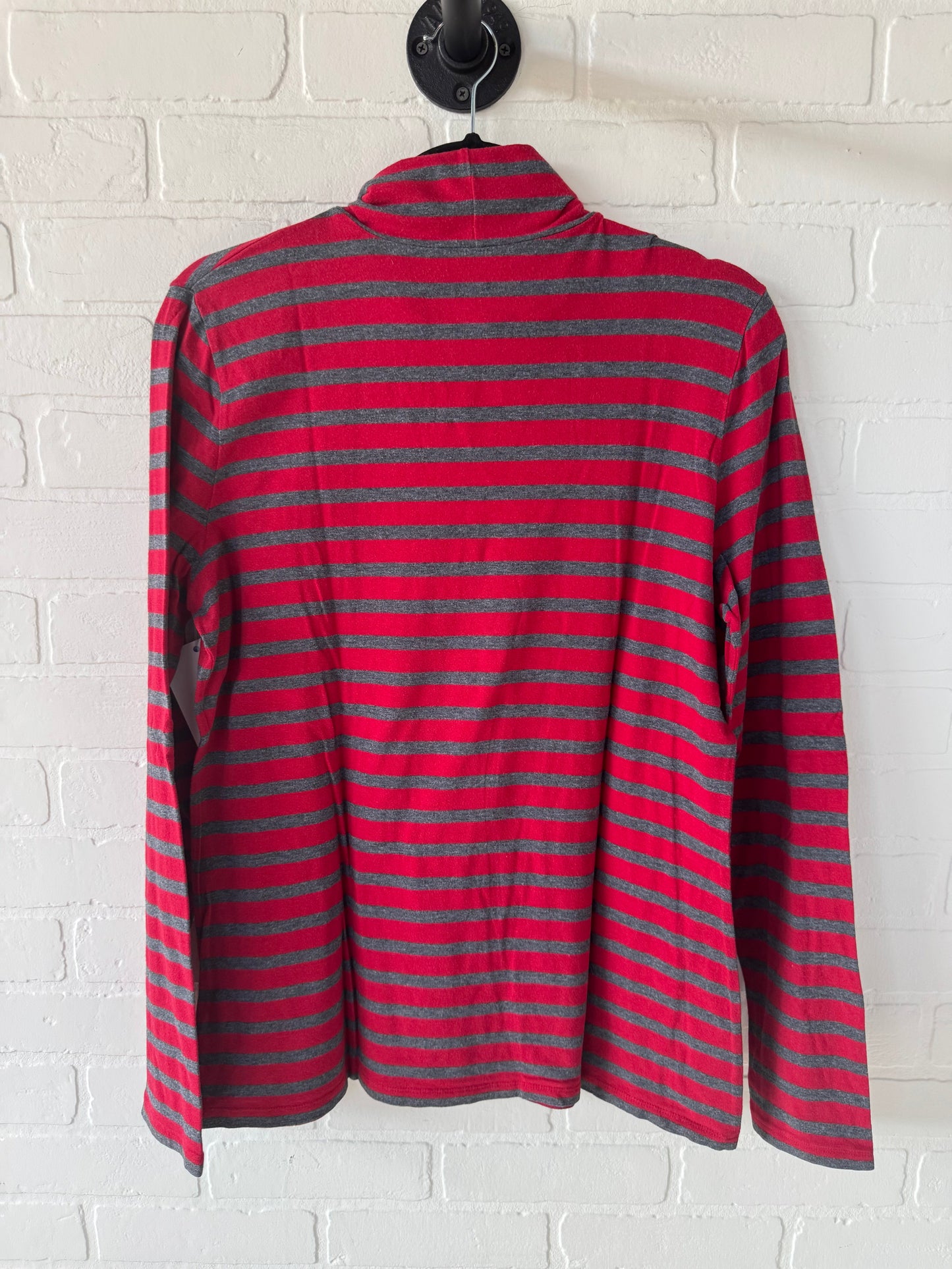 Top Long Sleeve Basic By Lands End In Grey & Red, Size: L