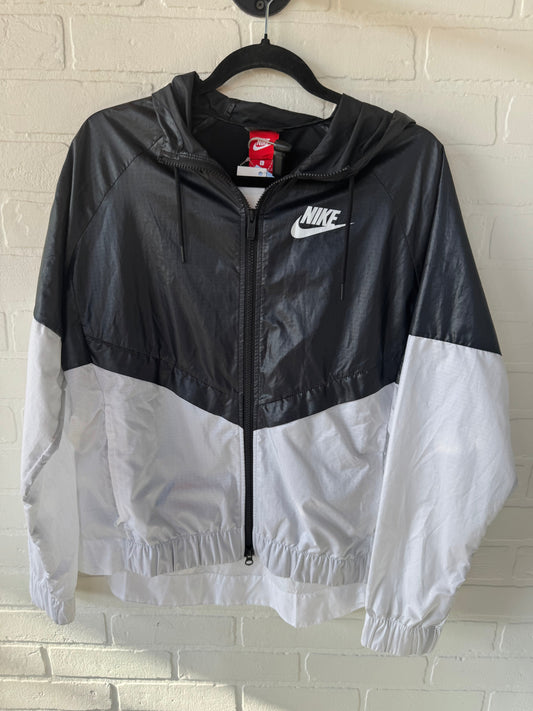 Athletic Jacket By Nike In Black & White, Size: L