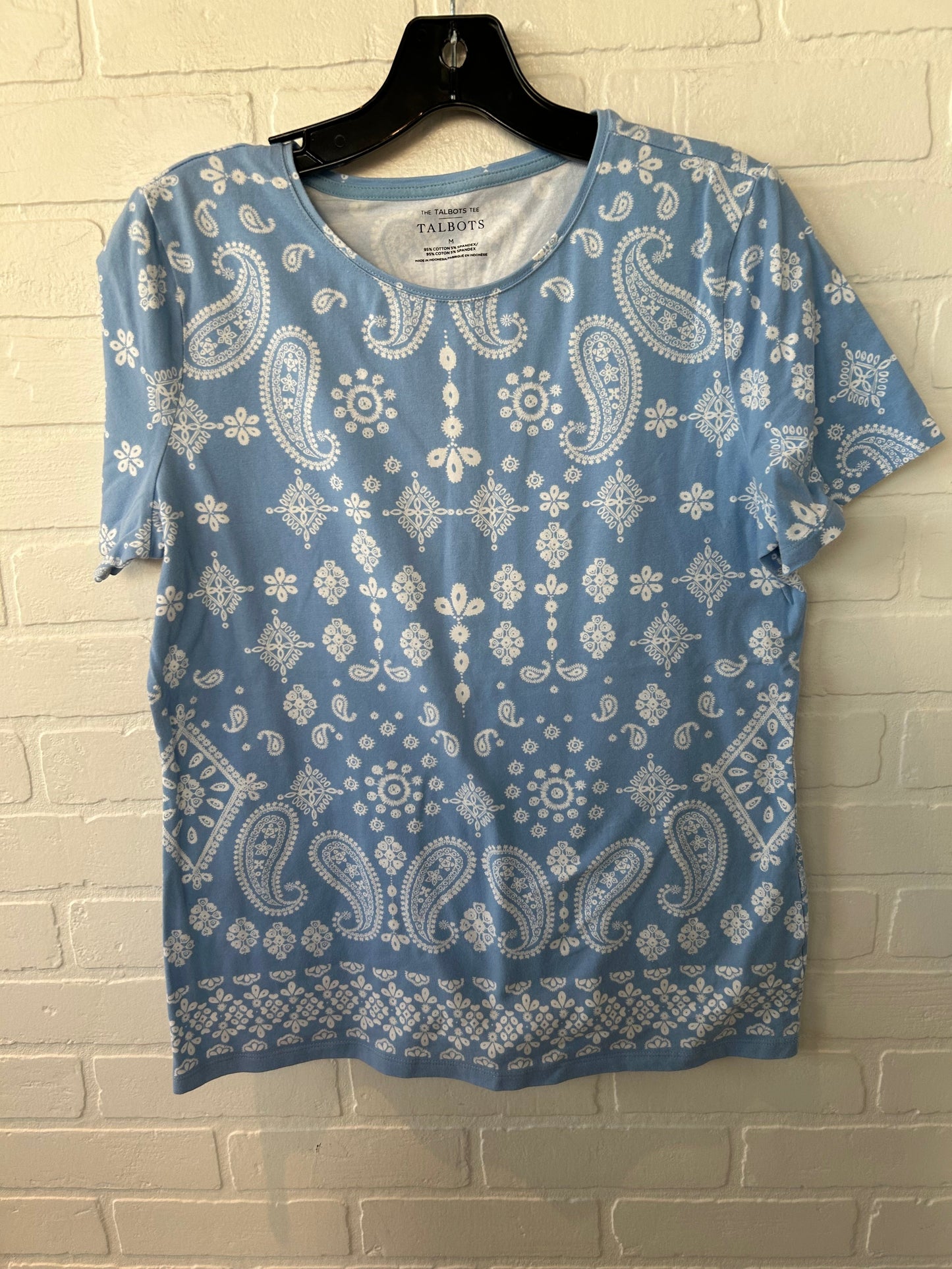 Top Short Sleeve By Talbots In Blue & White, Size: M