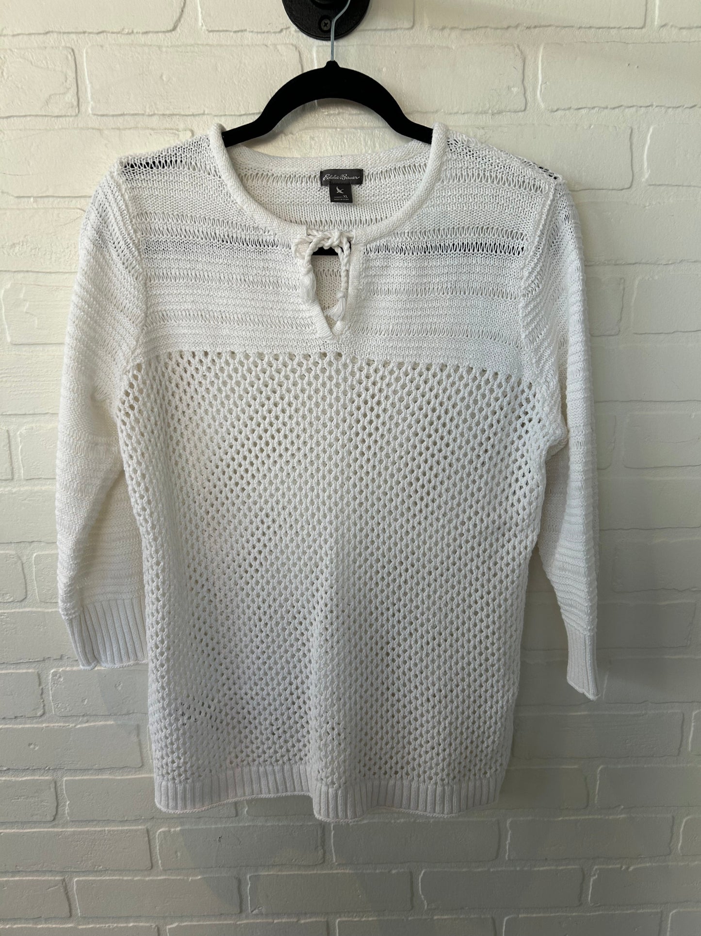 Sweater By Eddie Bauer In White, Size: Xl