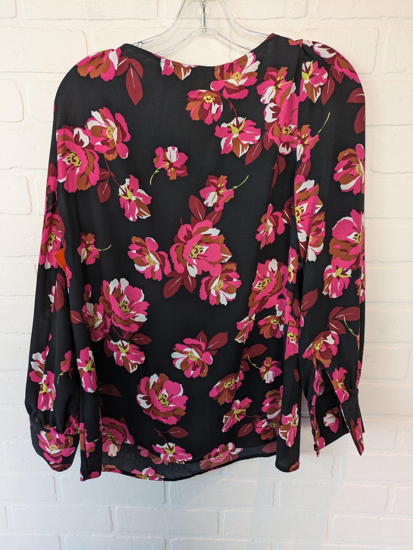 Black Floral Top Long Sleeve Halogen, Size S