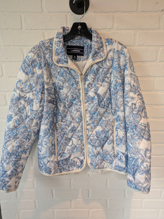 Blue & White Jacket Puffer & Quilted Lands End, Size M
