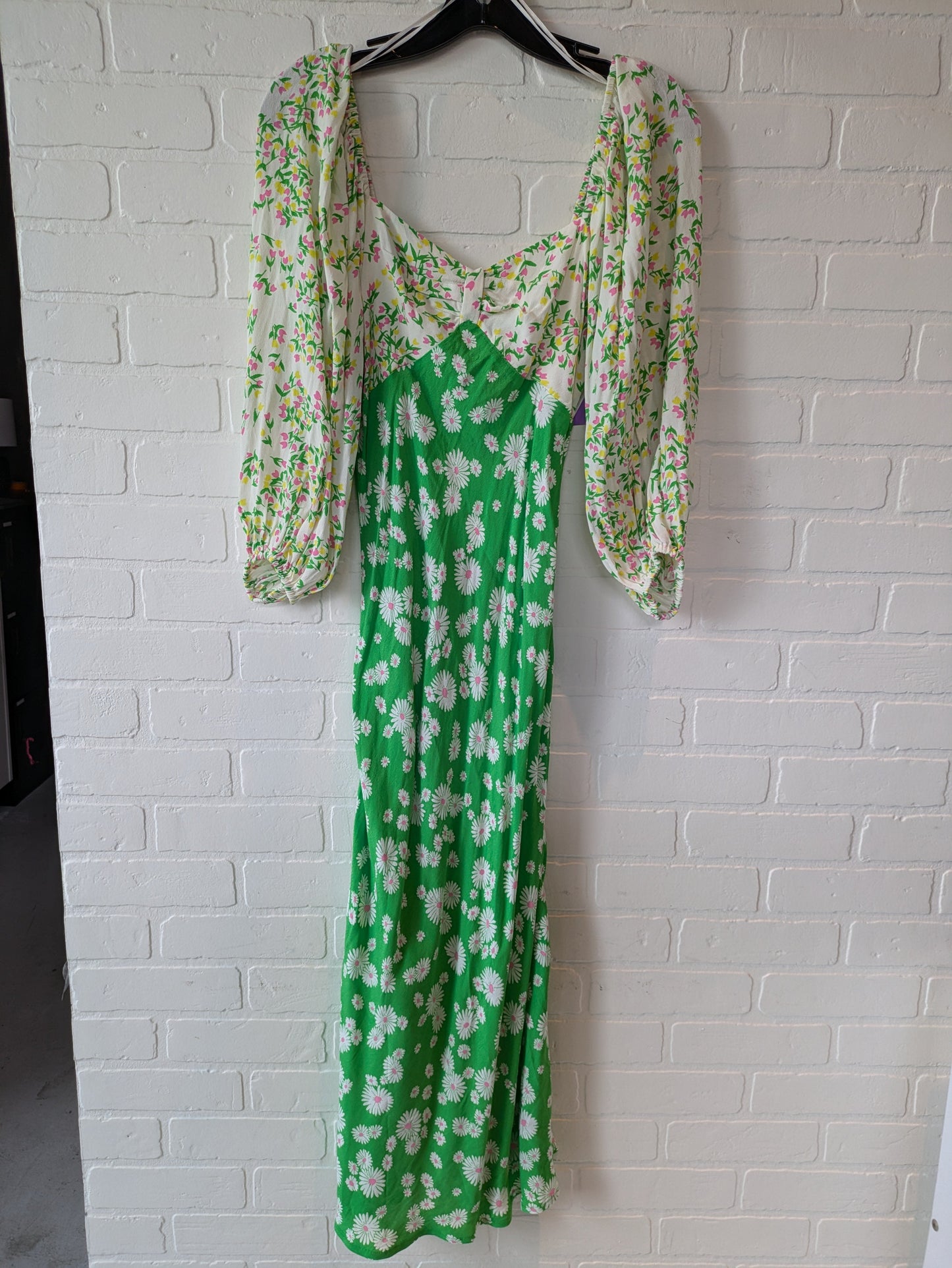 Green & Yellow Dress Casual Midi Target-designer, Size Xs