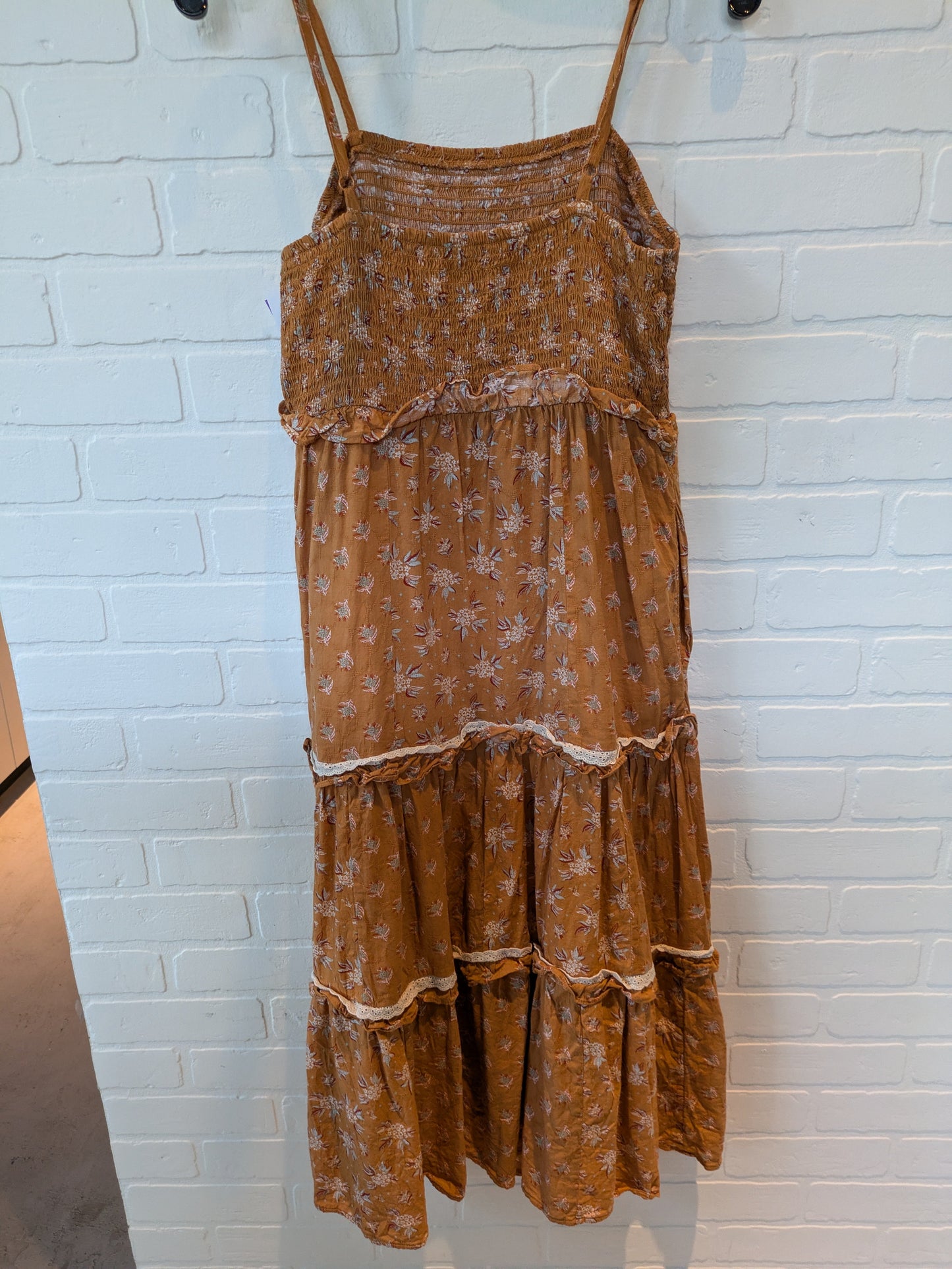 Orange Dress Casual Midi Universal Thread, Size M