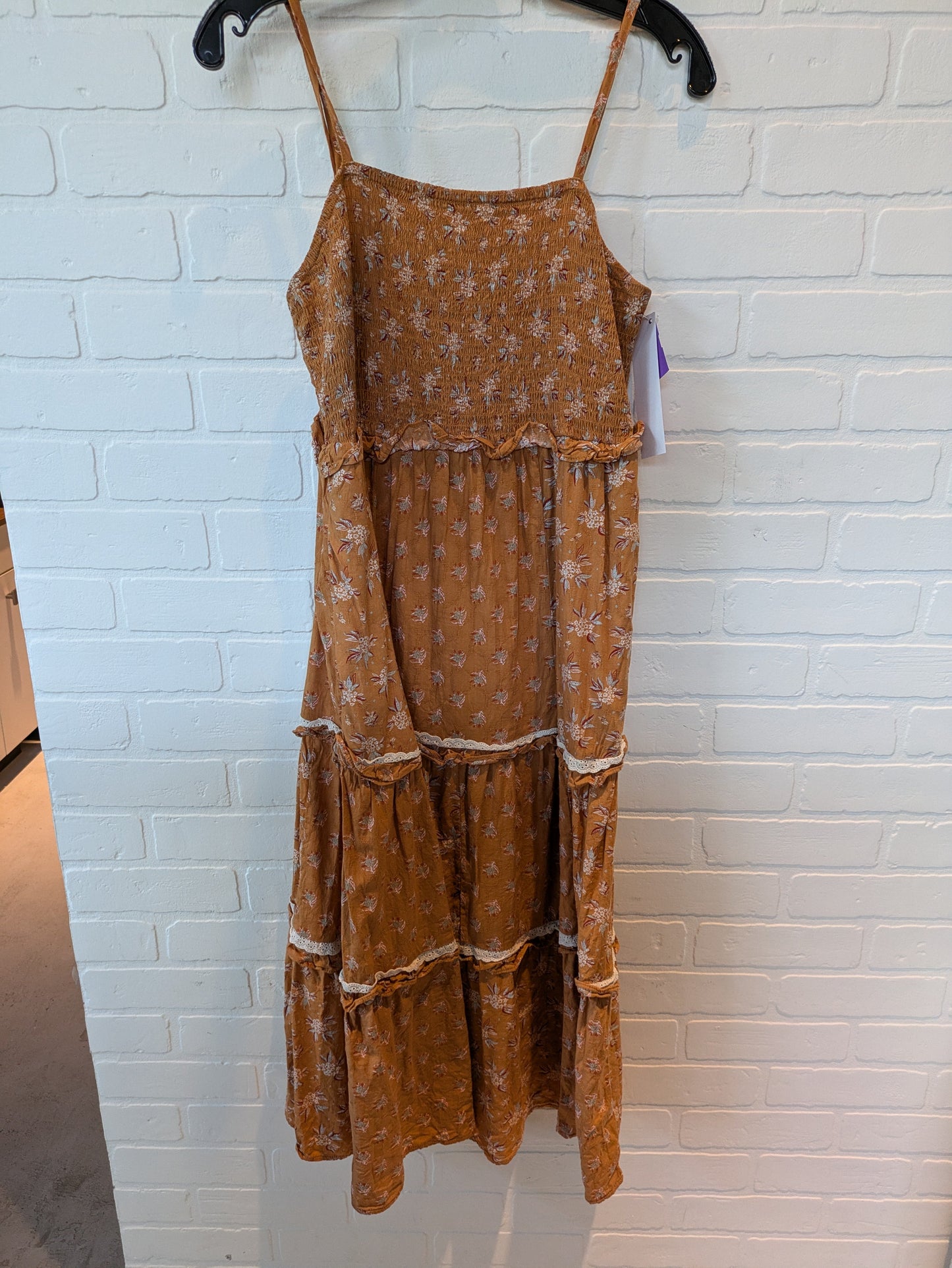 Orange Dress Casual Midi Universal Thread, Size M